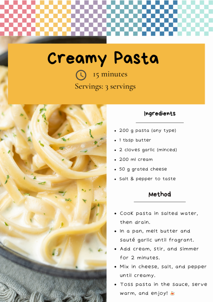 printable recipe card